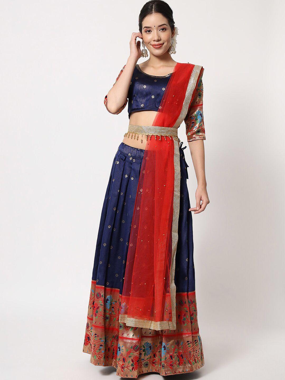 fabcartz semi-stitched lehenga & unstitched blouse with dupatta