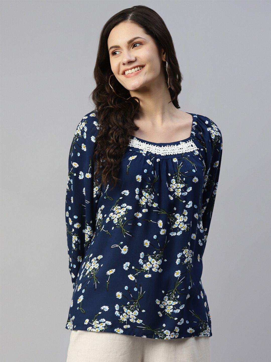 malhaar floral print blouson top