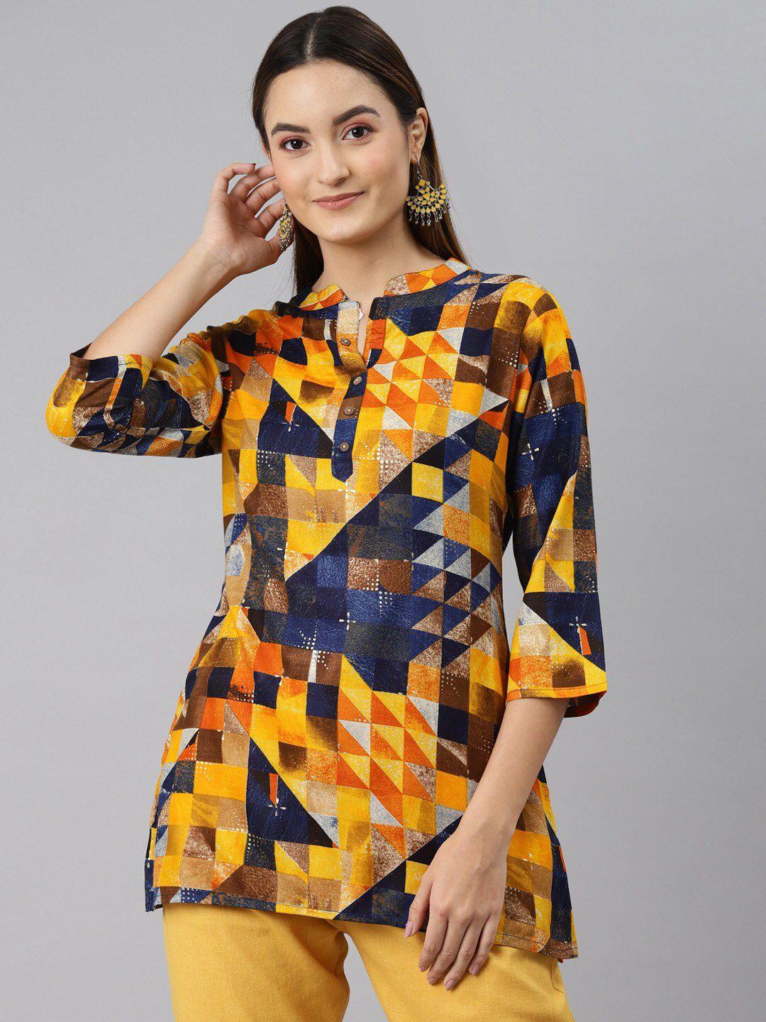 malhaar geometric print band collar top