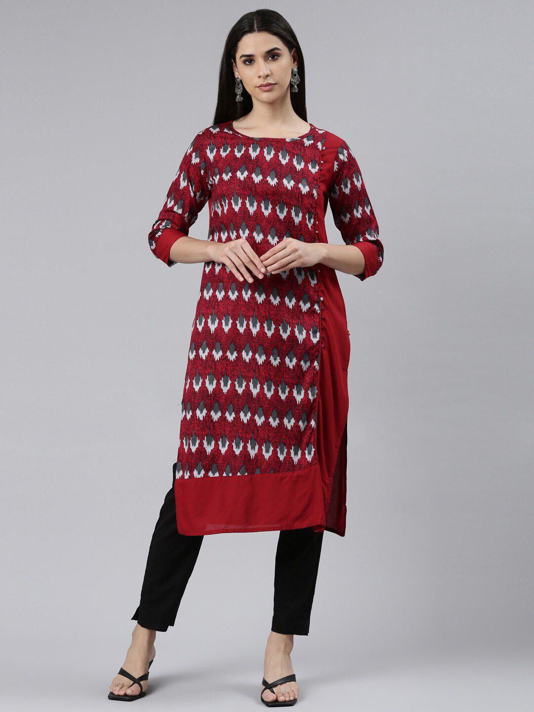 the chennai silks women abstract printed boat neck kurta