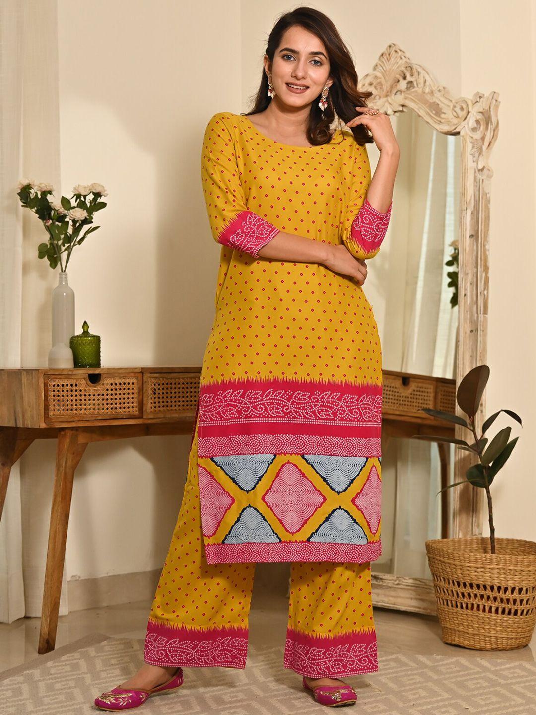 rustorange women printed kurta with palazzos