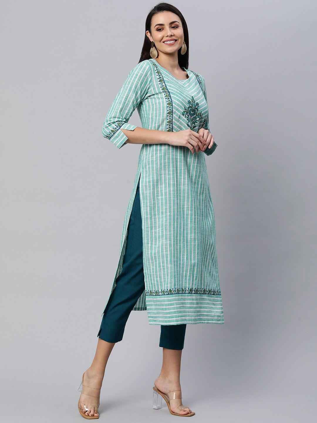 kami kubi women striped pure cotton kurta