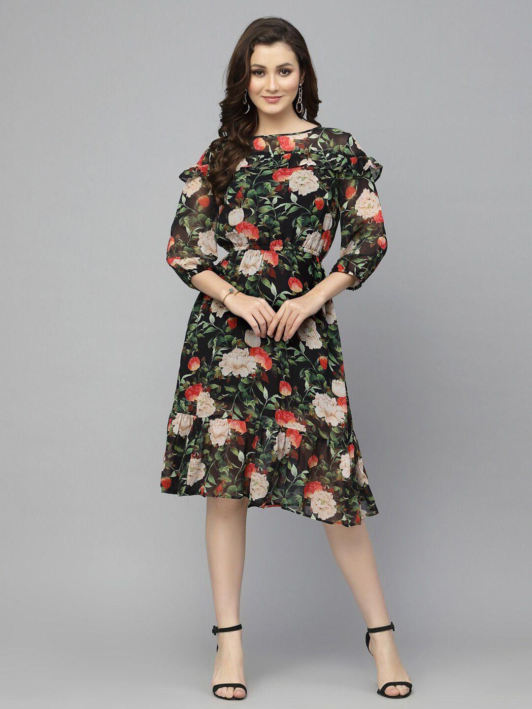 valbone floral a-line midi dress