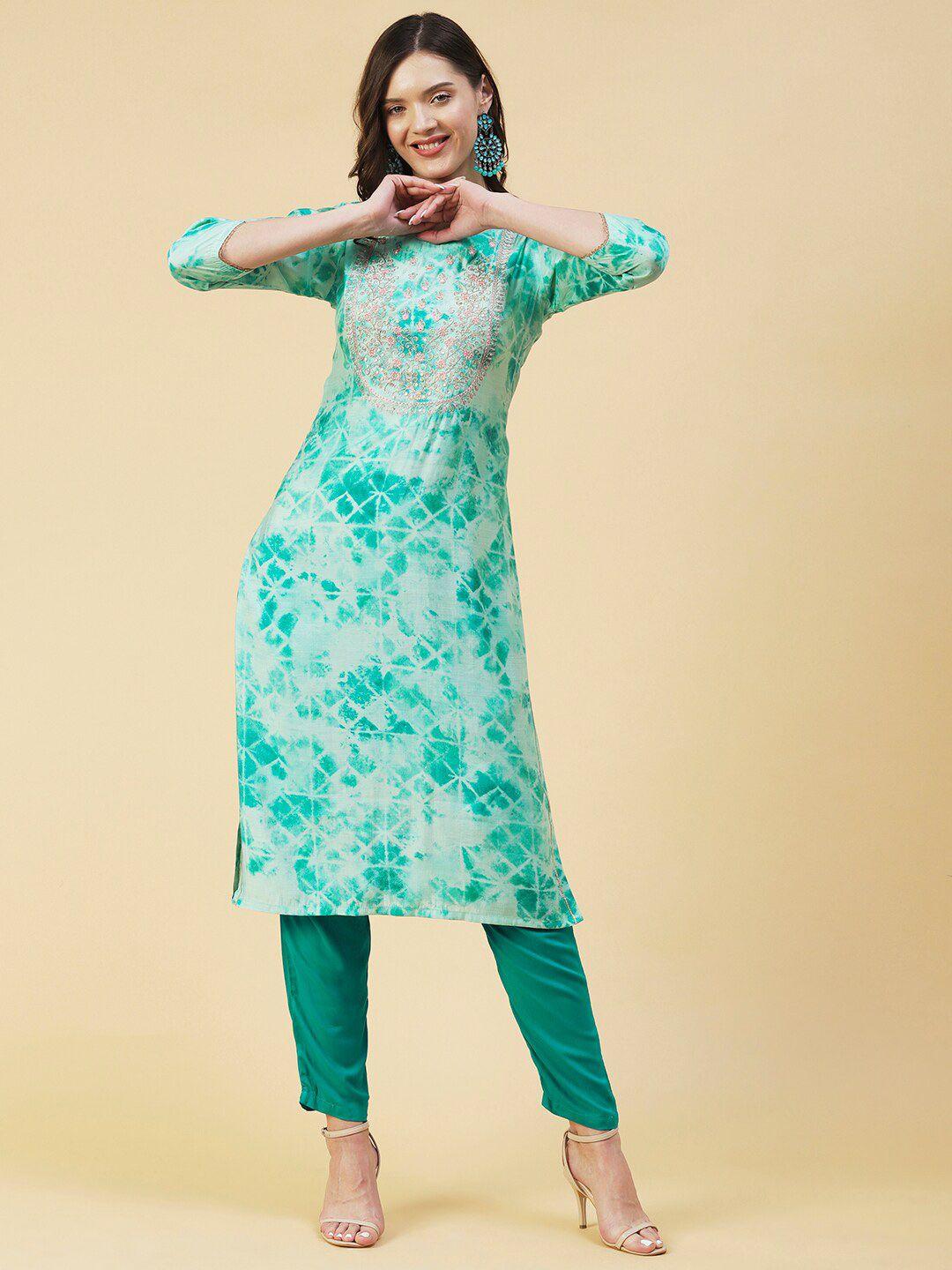 fashor printed thread work kurta