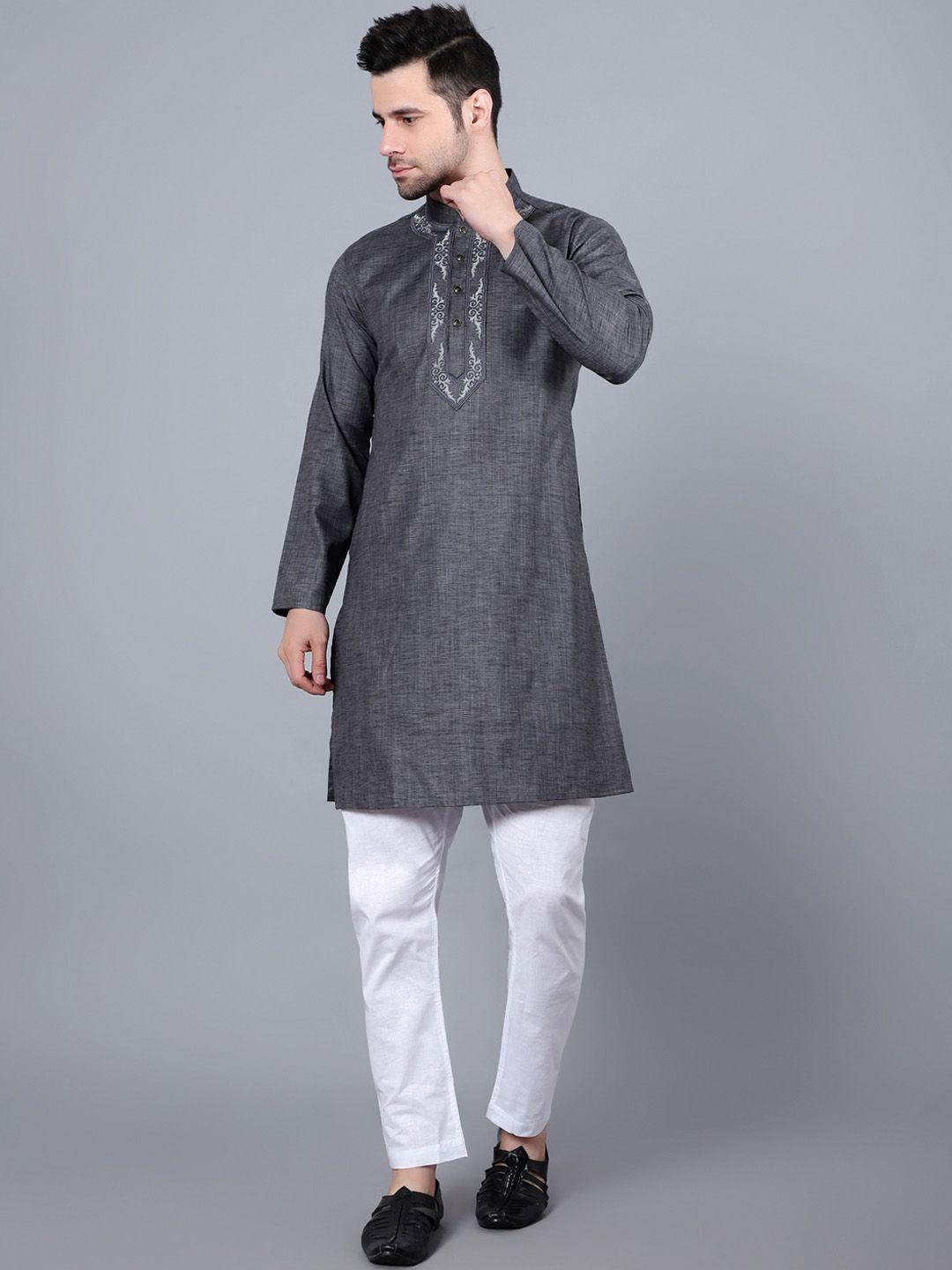 here&now men thread work regular kurta