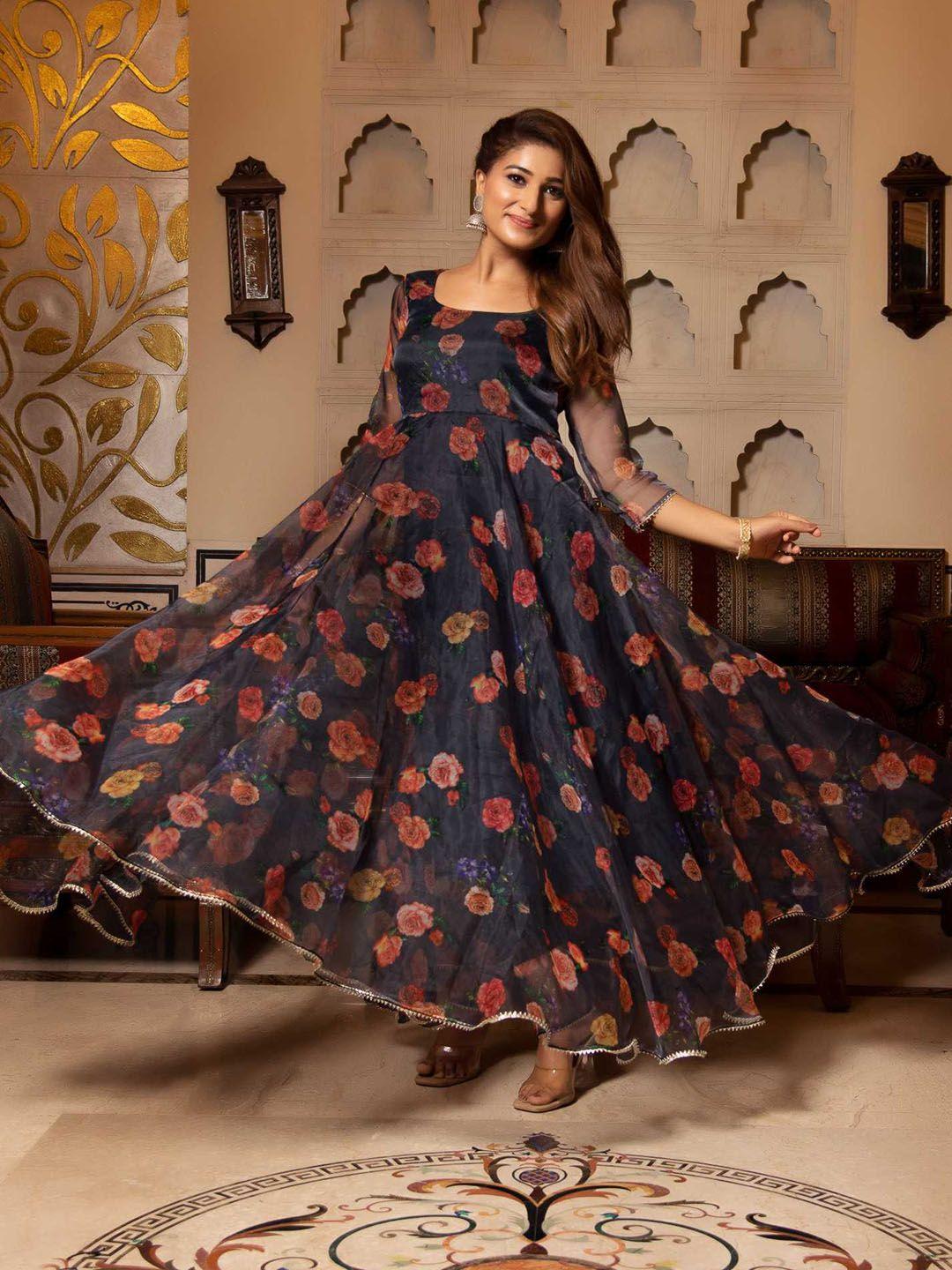 calmna women floral printed kurta with trousers & dupatta