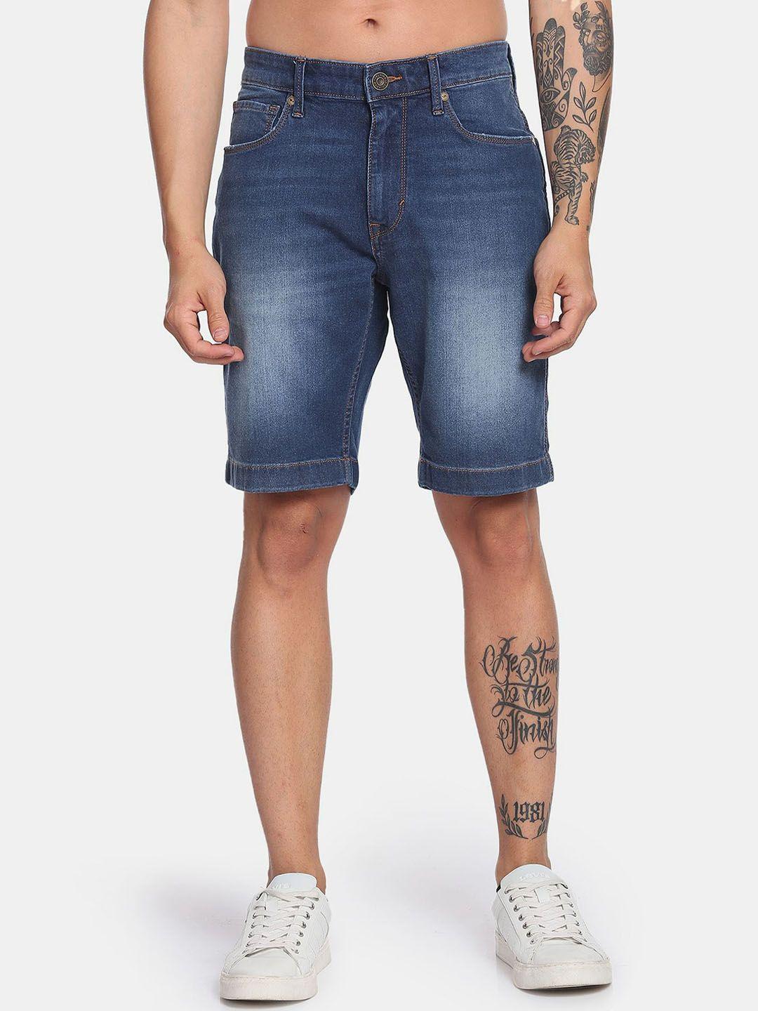 flying machine men washed washed denim shorts