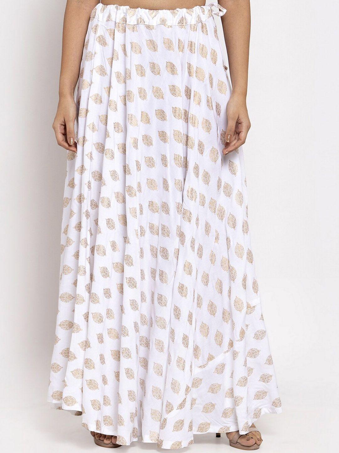 clora creation ethnic motifs printed flared maxi skirt