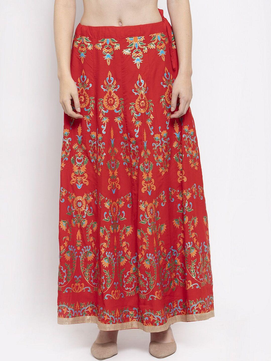 clora creation ethnic motifs printed flared maxi skirt