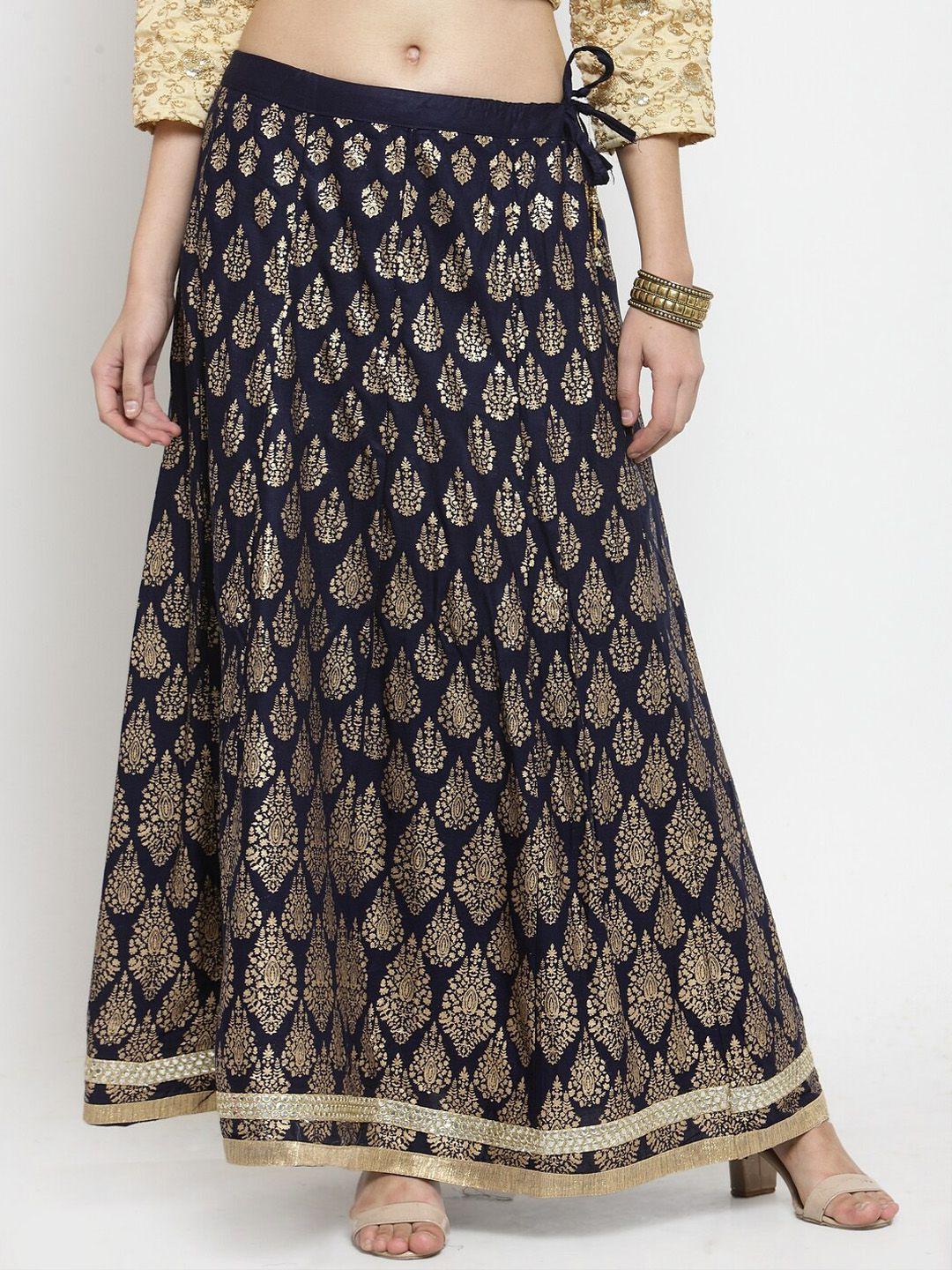 clora creation ethnic printed flared maxi skirt