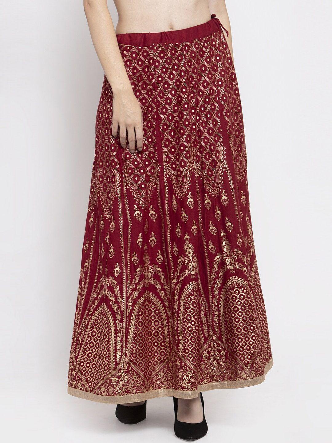 clora creation ethnic printed maxi flared skirt