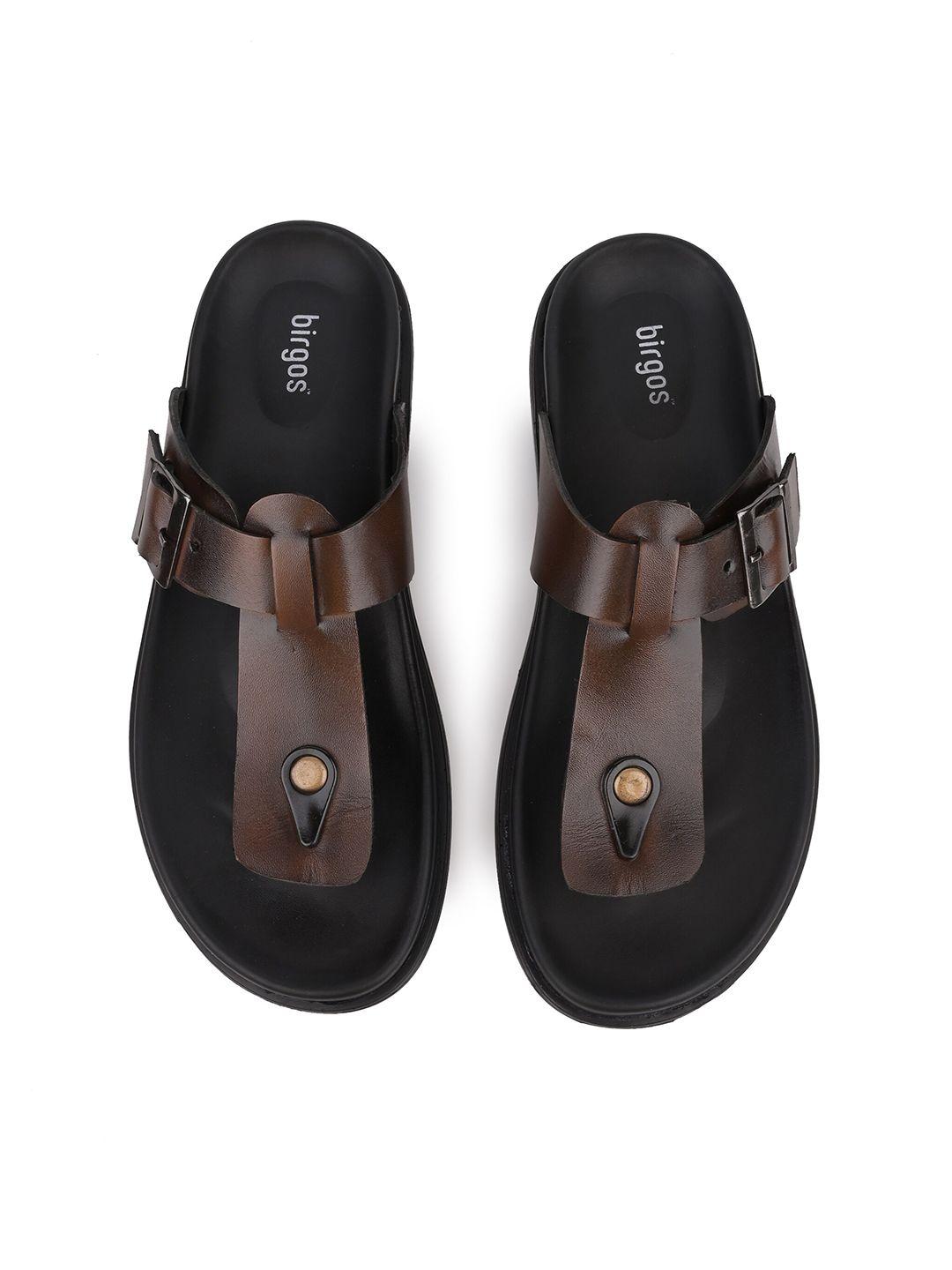 birgos men leather buckle comfort sandals