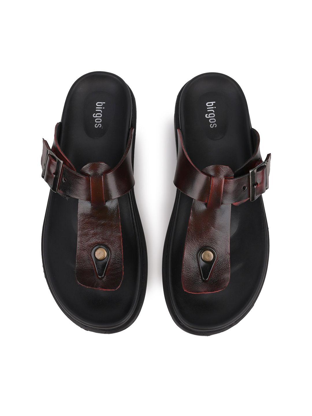 birgos men leather buckle comfort sandals