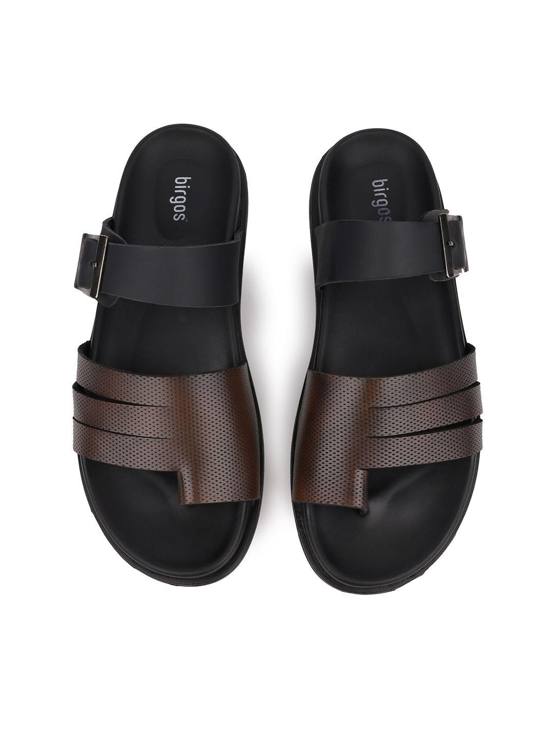 birgos men leather buckle comfort sandals