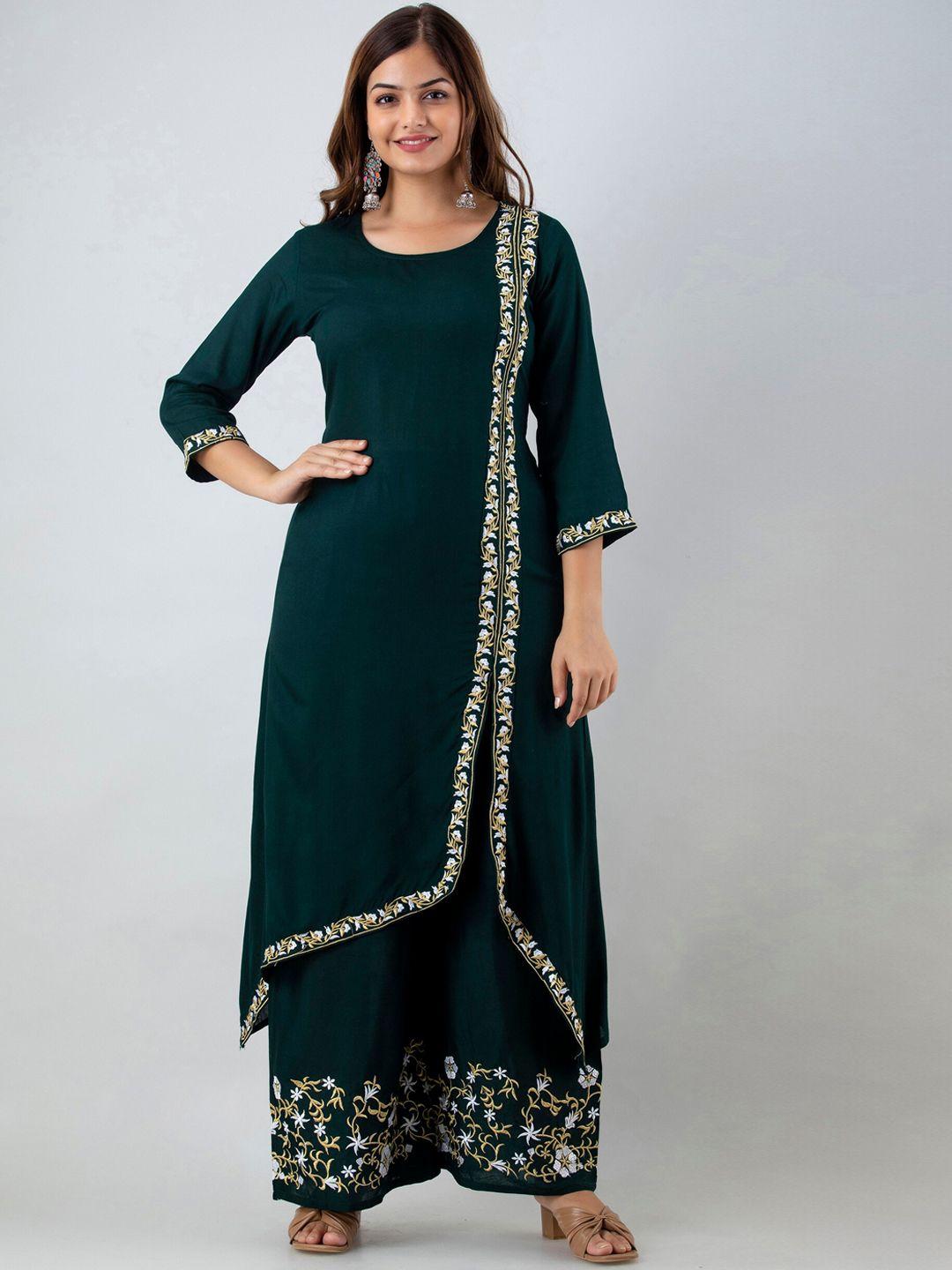 kalini women floral embroidered kurta with palazzos