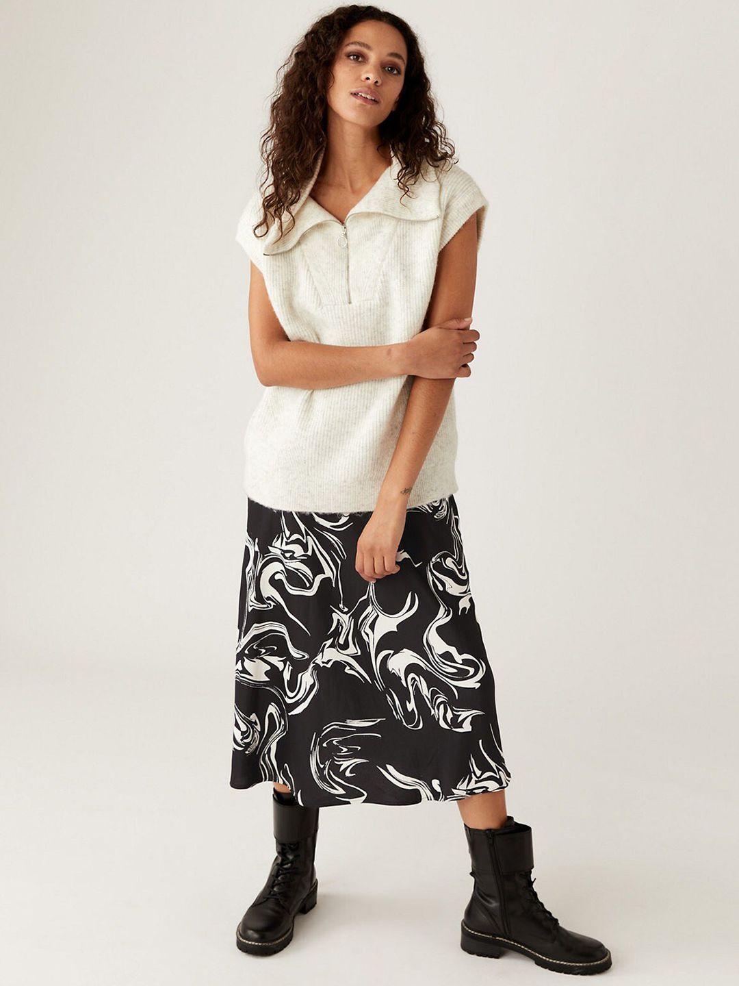 marks & spencer printed midi a-line skirt