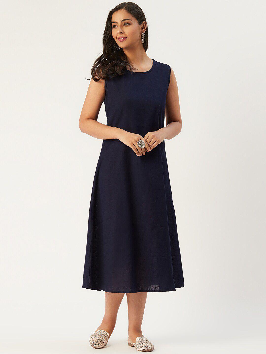 molcha sleeveless pure cotton a-line midi dress