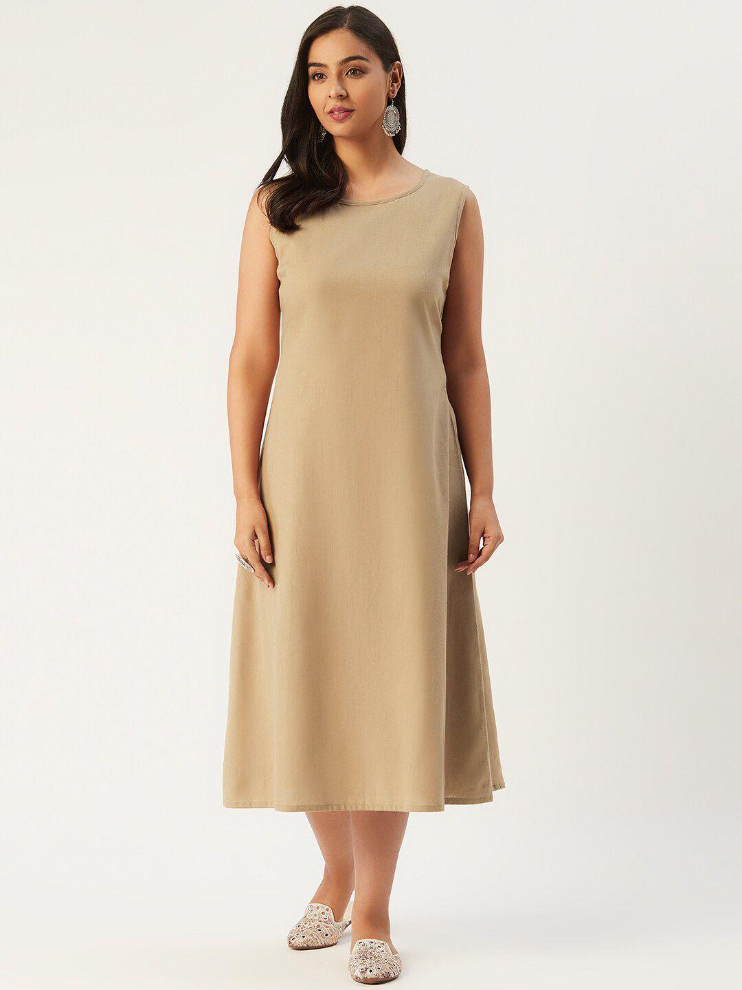 molcha sleeveless pure cotton a-line midi dress