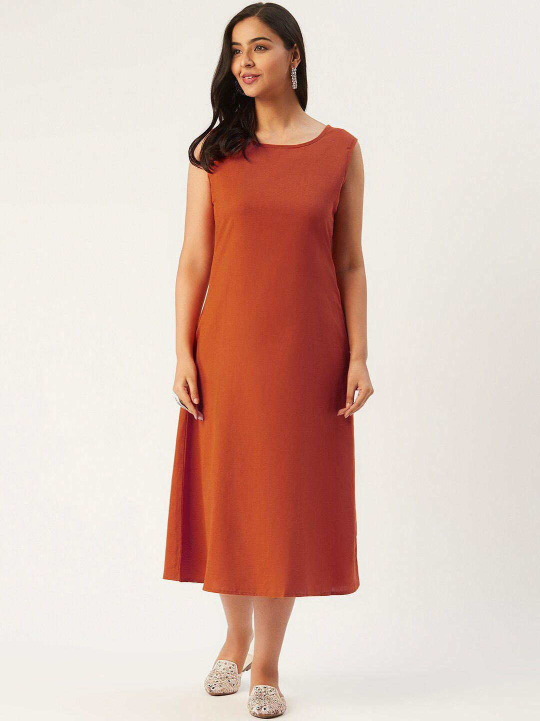 molcha sleeveless pure cotton a-line midi dress