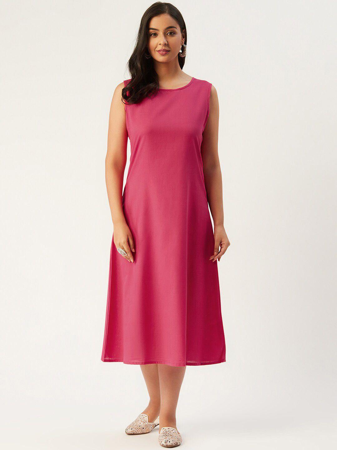 molcha sleeveless pure cotton a-line midi dress