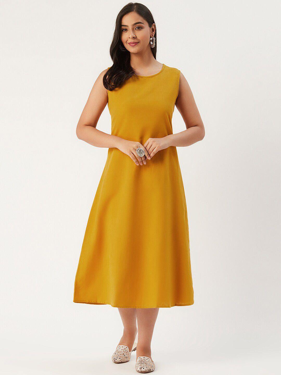 molcha round neck a-line cotton midi dress