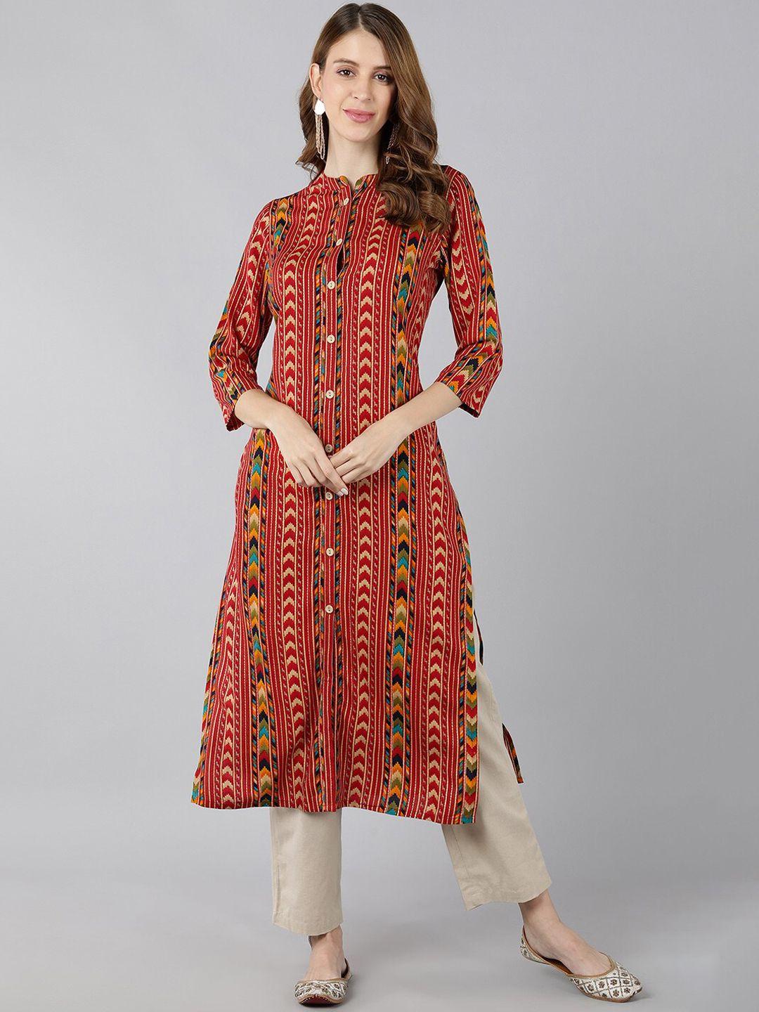 kipek women geometric printed thread work kurta