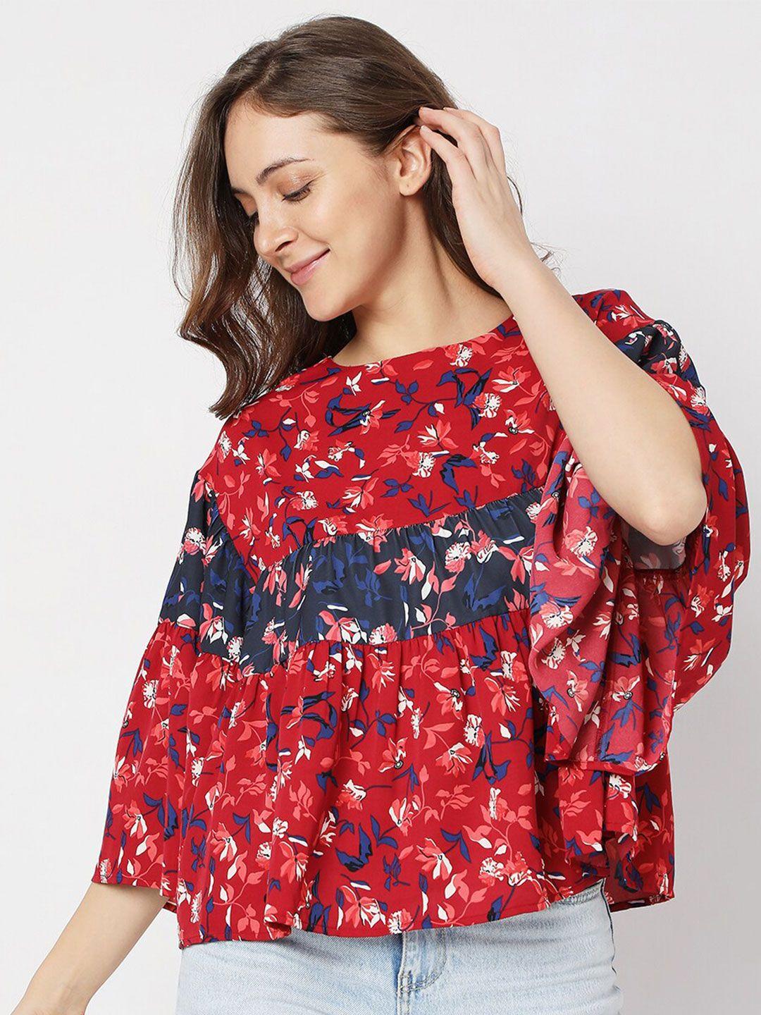 vero moda floral print flare sleeves top