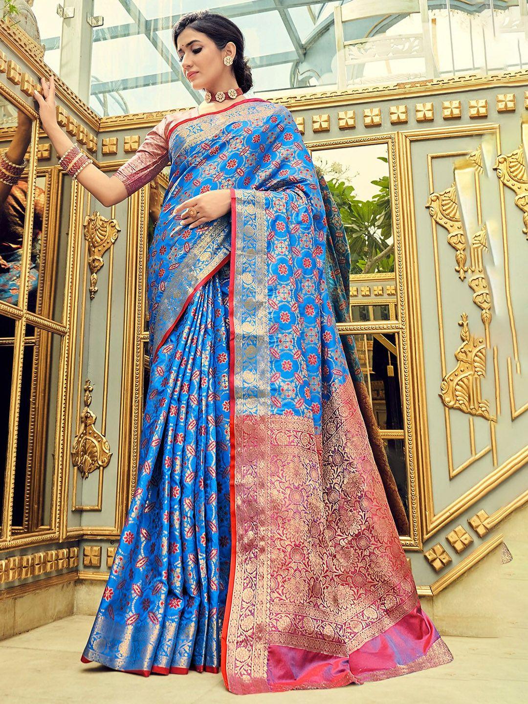 karagiri woven design zari silk blend banarasi saree