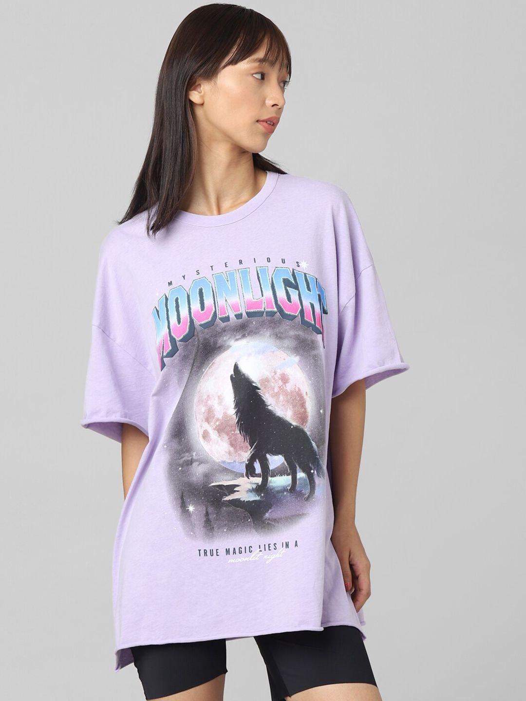 only women purple printed loose t-shirt