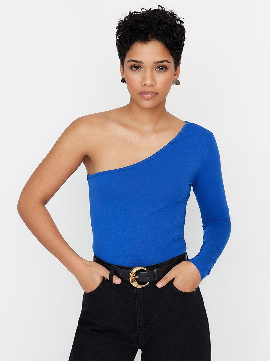 trendyol one shoulder pure cotton top