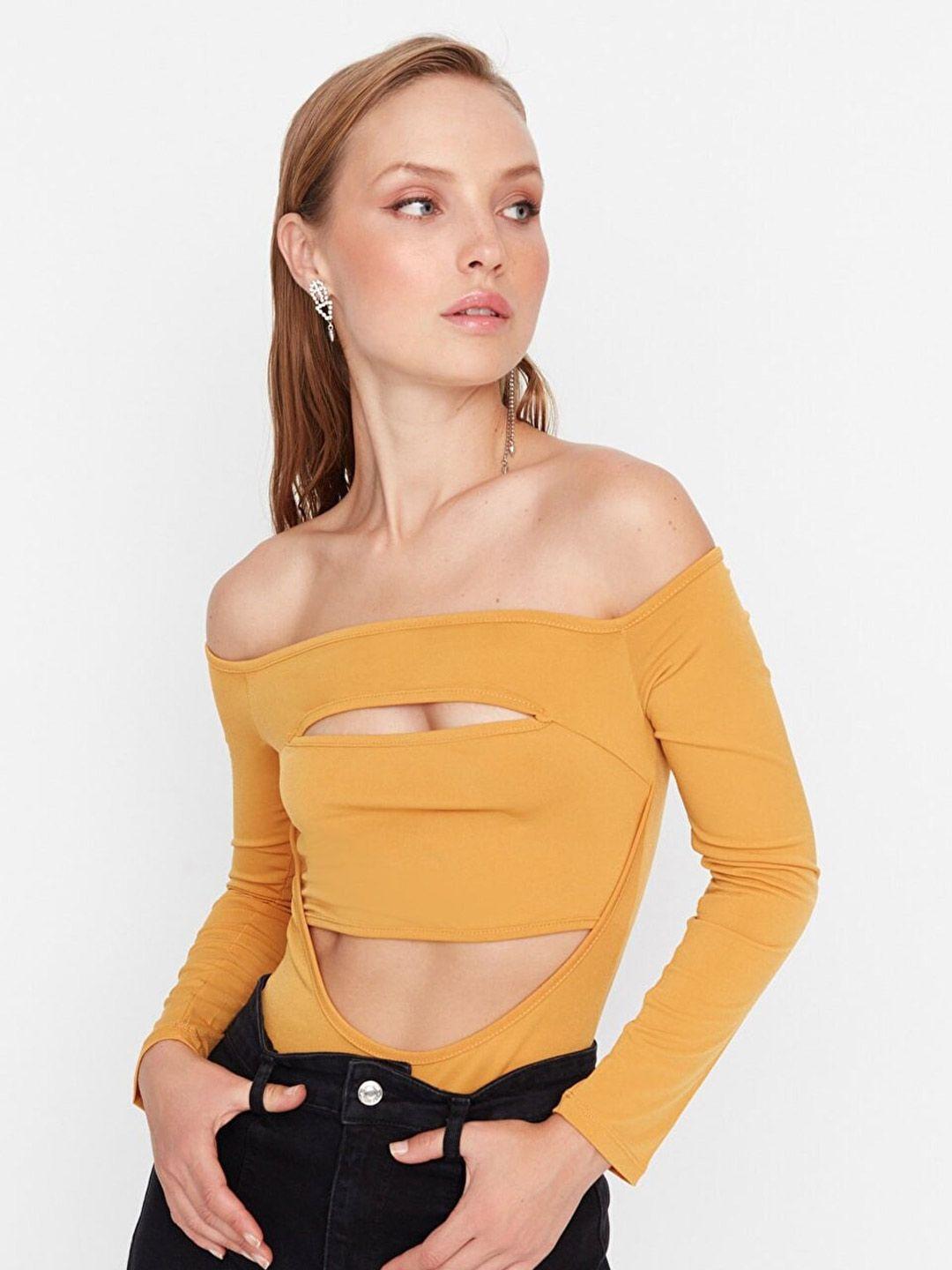 trendyol off-shoulder bardot crop top