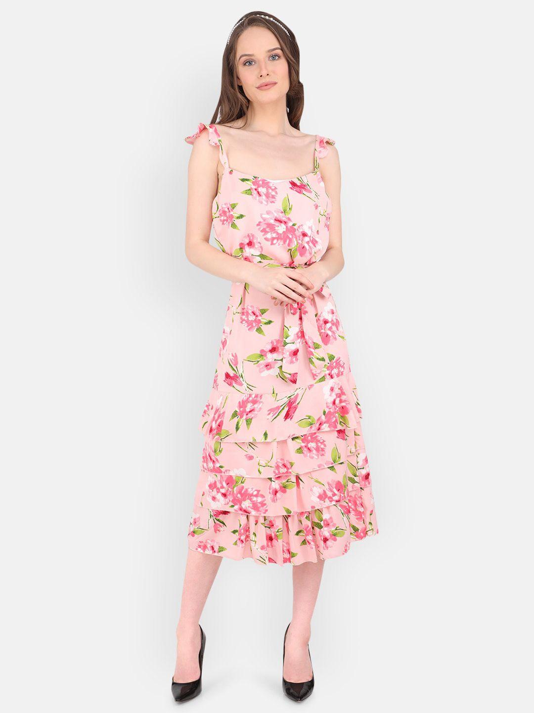 marc louis floral printed fit & flare midi dress