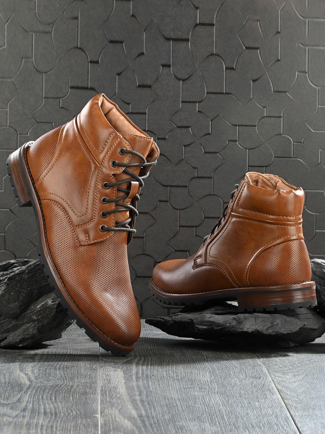 the roadster co. men textured mid-top regular boots