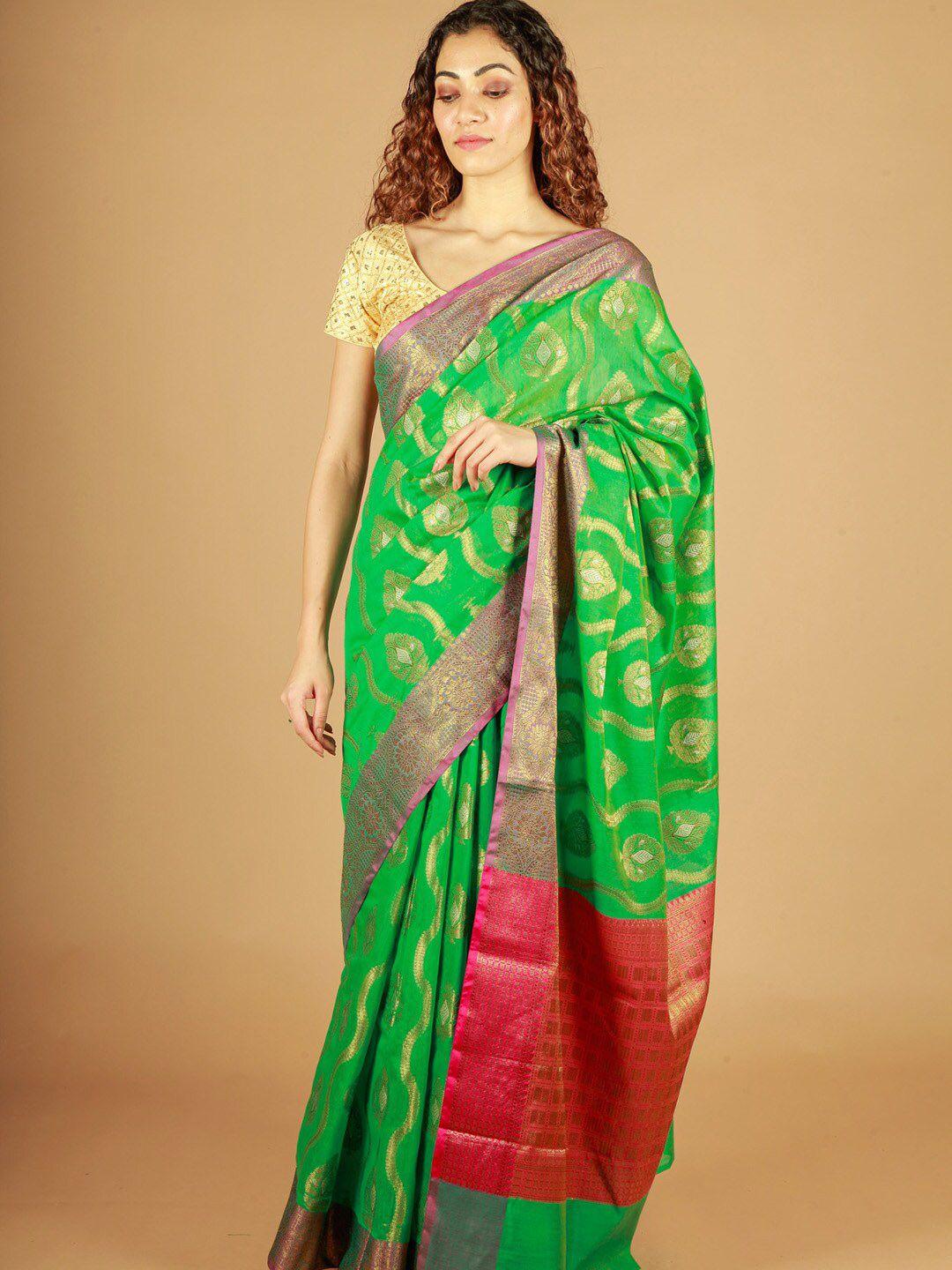 reshaweaves woven design zari pure cotton banarasi saree