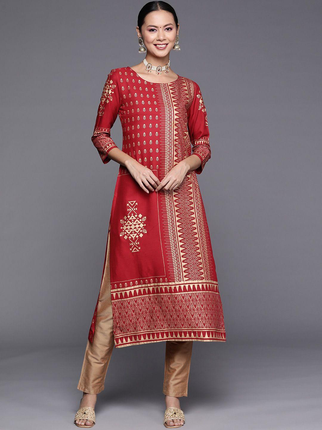 kalini women round neck geometric printed kurta