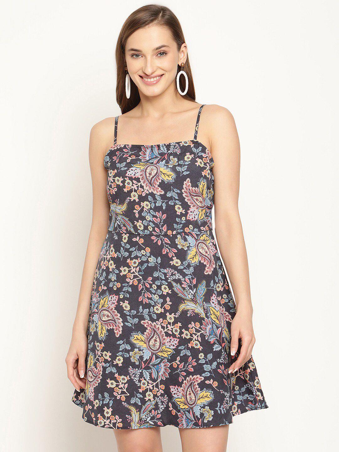 coastland floral printed crepe fit & flare dress