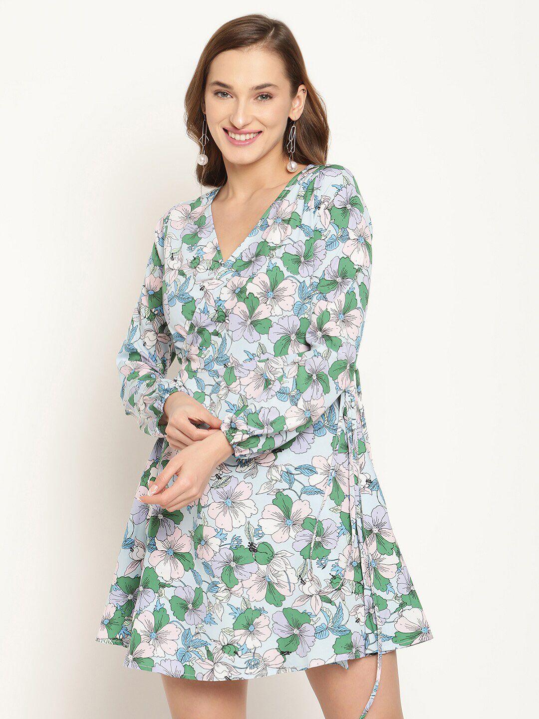 coastland floral crepe wrap dress