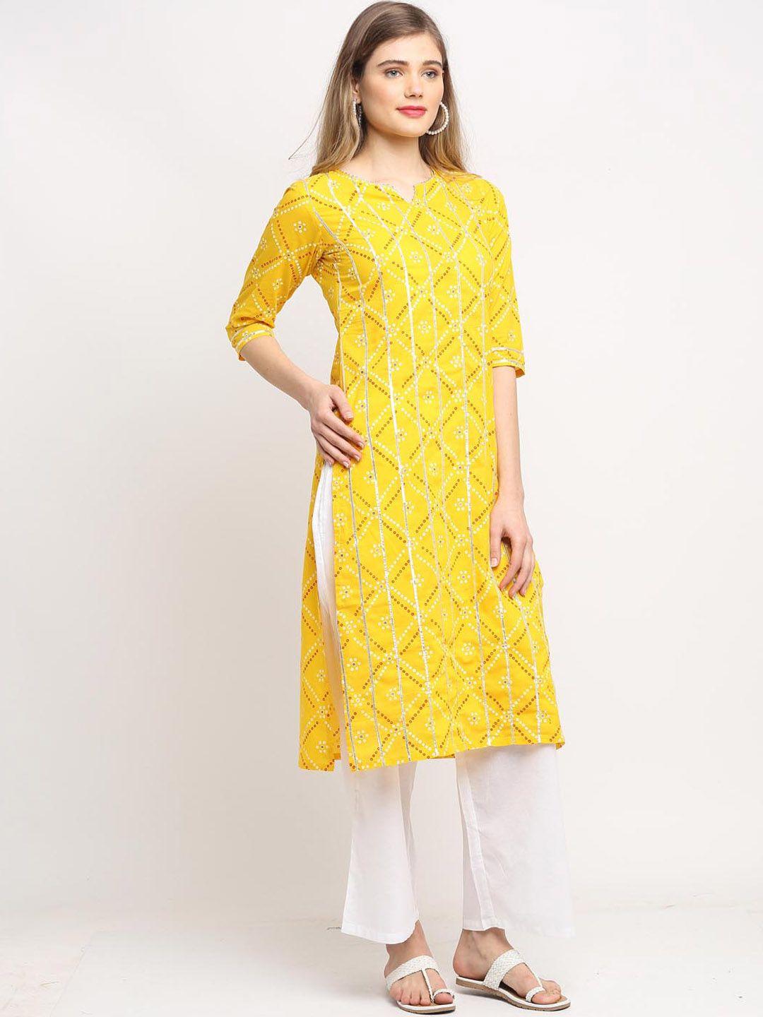 rajnandini women printed gotta patti pure cotton kurta with palazzos