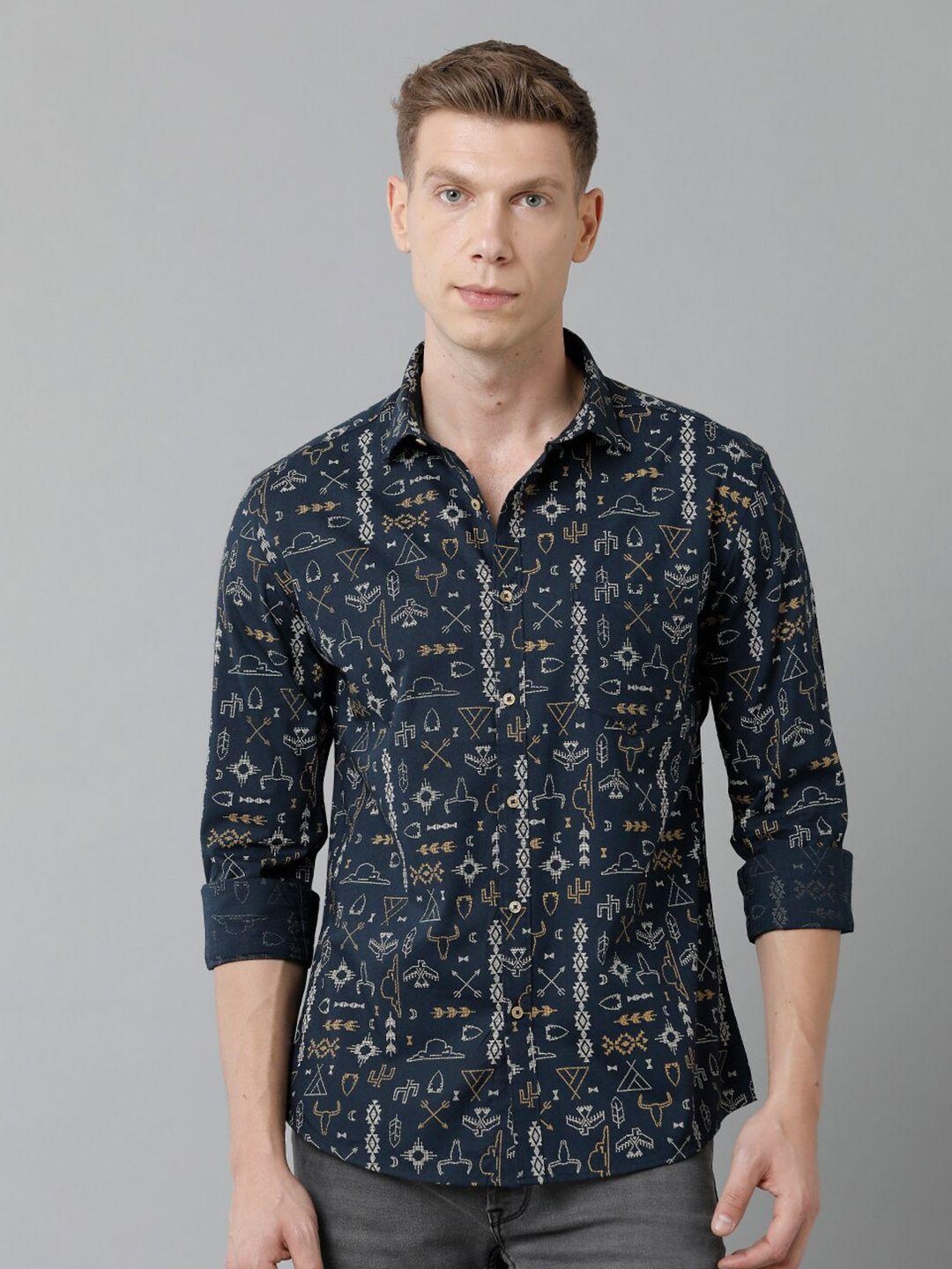 yovish men comfort conversational printed casual cotton shirt