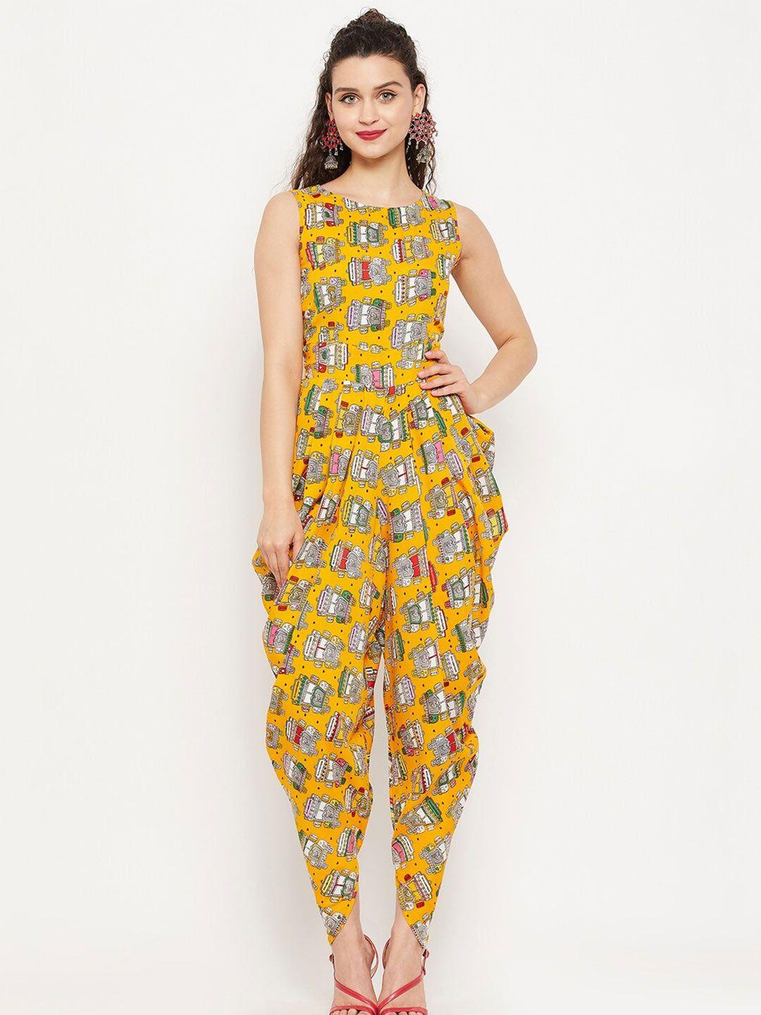 uptownie lite printed sleeveless dhoti jumpsuit