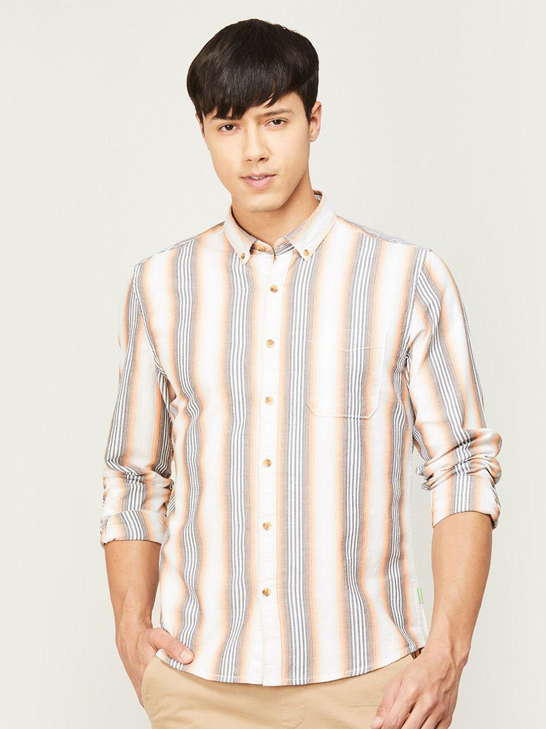 bossini men comfort striped cotton casual shirt