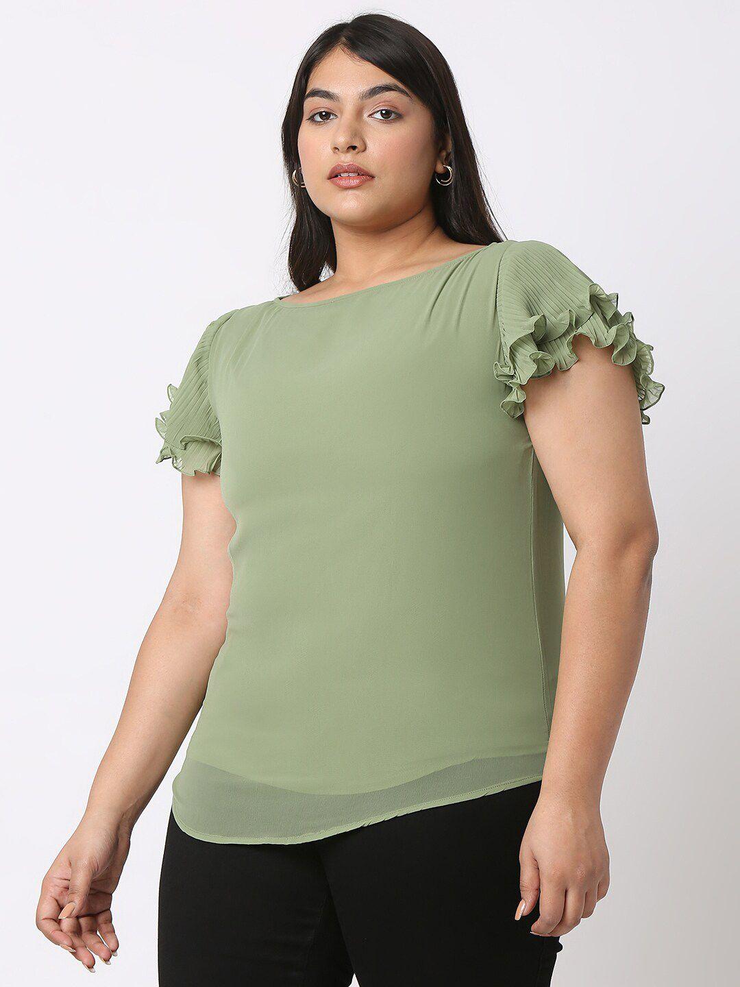 curves by mish plus size flutter sleeves georgette top