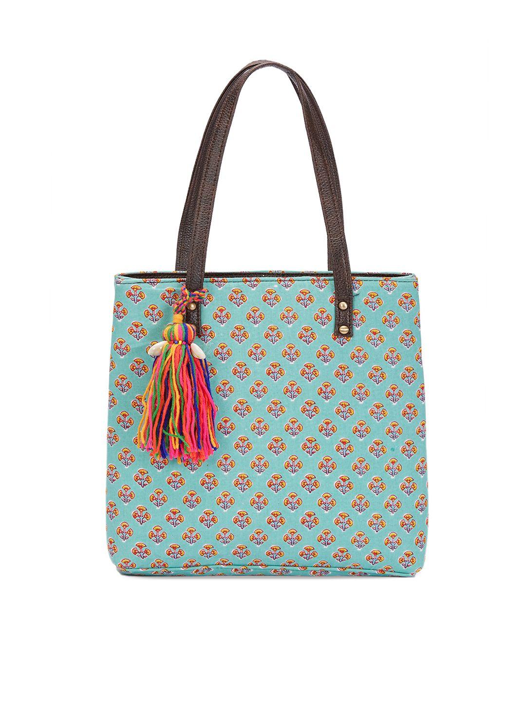 vivinkaa women ethnic motifs printed pu structured shoulder bag with tasselled