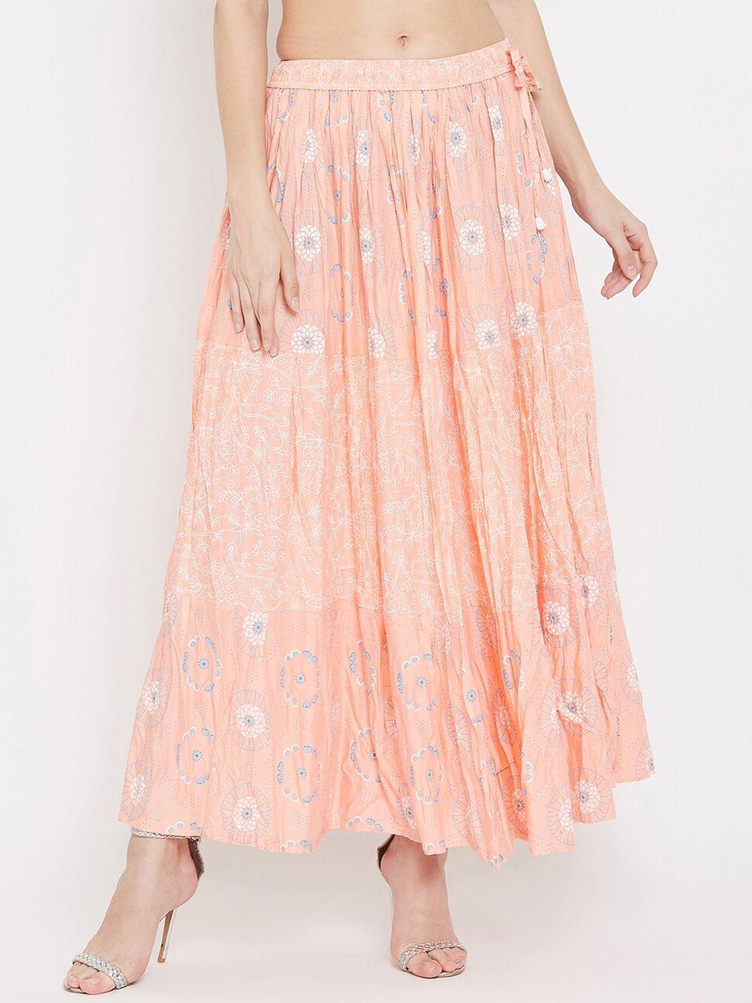 clora creation floral printed tiered maxi skirt