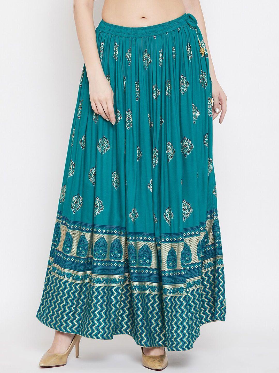 clora creation printed flared maxi skirt