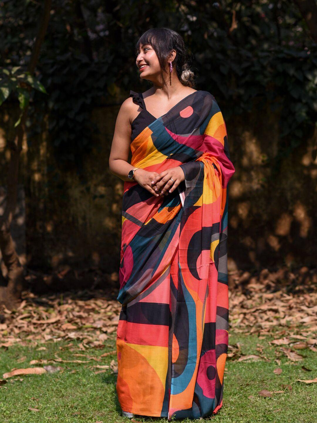 suta abstract printed pure cotton saree