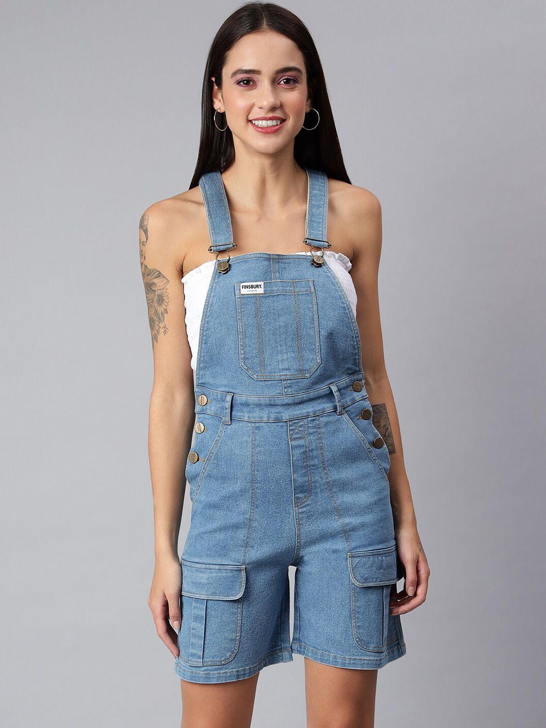 finsbury london women denim slim-fit dungaree