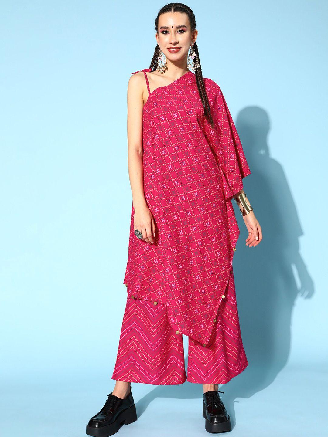 stylum bandhani printed kurta with palazzos