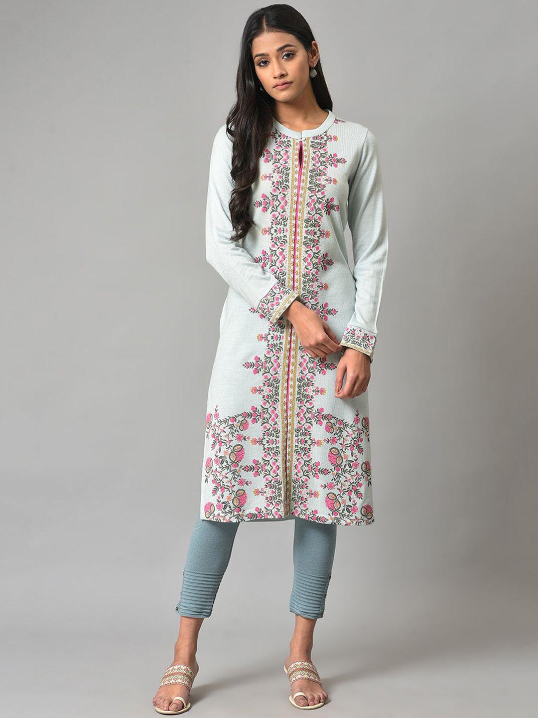 w women floral embroidered thread work acrylic kurta