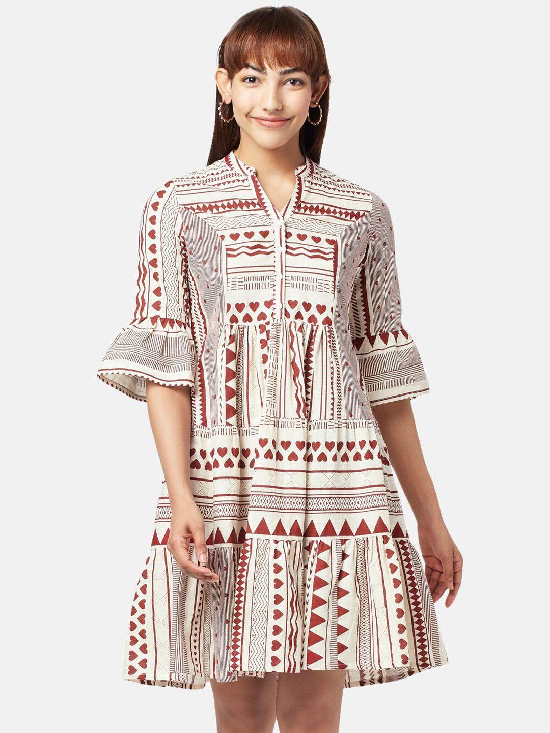 akkriti by pantaloons geometric print cotton a-line dress